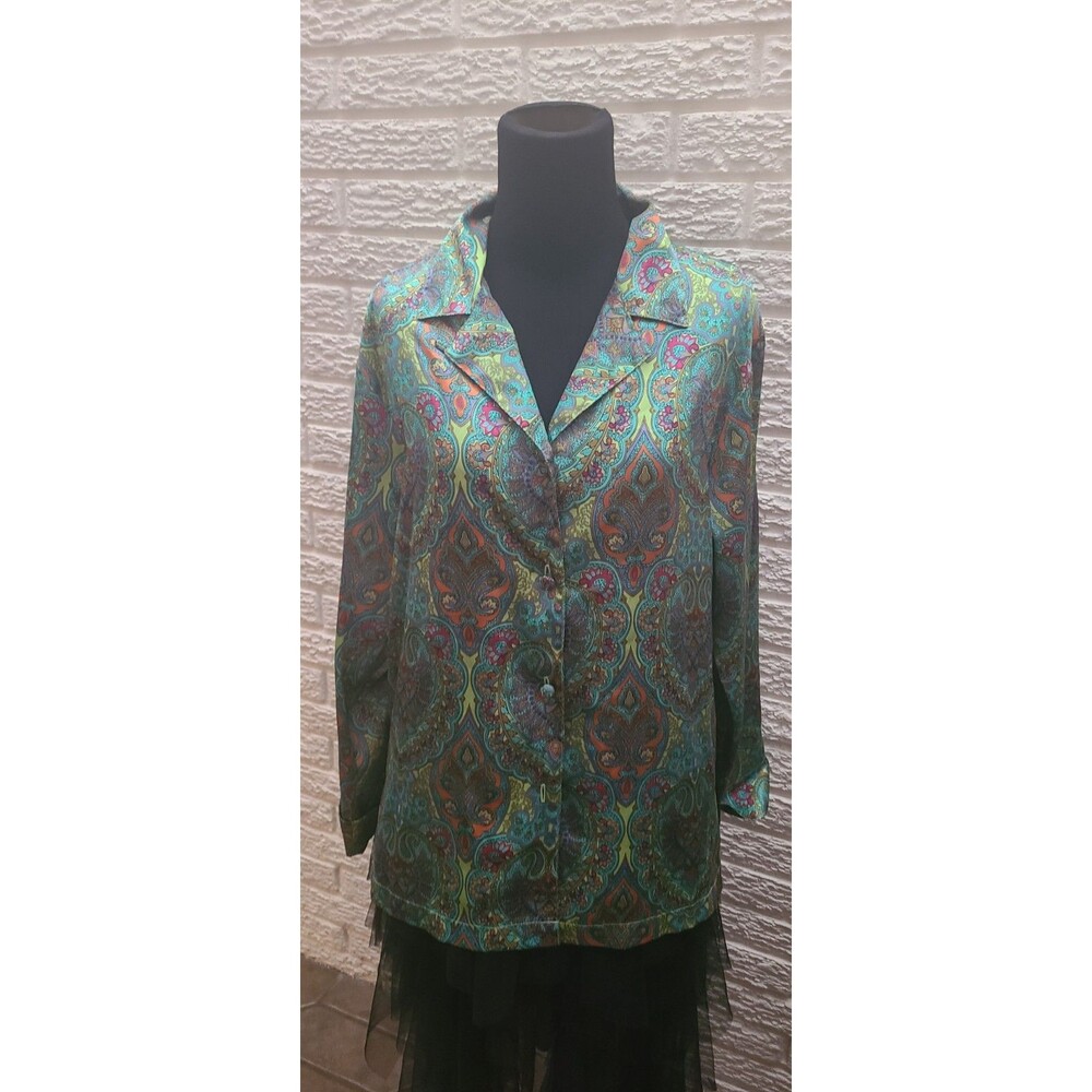 Victoria's Secret Size S Satin Paisley Long Sleeve Pajama Set w/Pants Women's